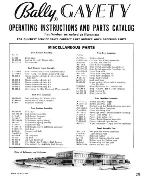 GAYETY Bingo (Bally) Manual & Schematic .